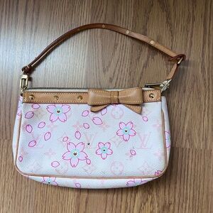 Floral Pink and Tan Designer Shoulder Bag